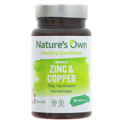 Natures Own | Zinc/Copper - 15mg / 1mg Elemental | 50 tablets