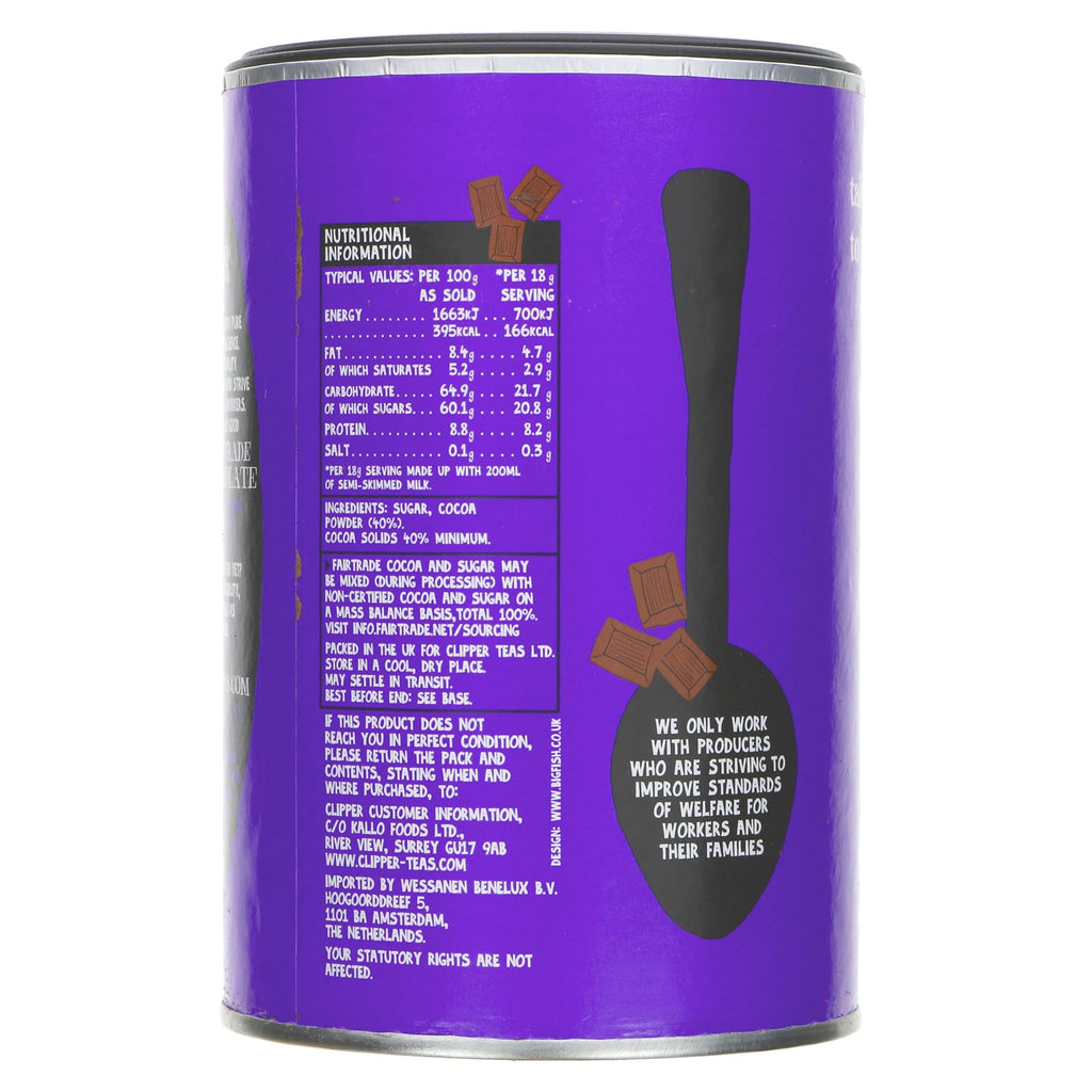 Clipper Drinking Chocolate Fairtrade - Vegan & No Added Sugar 250G