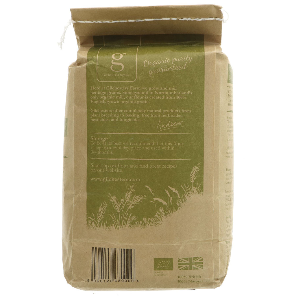 Gilchesters Organics' 100% Whole Wheat Flour - Stoneground, Organic, Vegan, 1.5kg - Bake the perfect loaf!