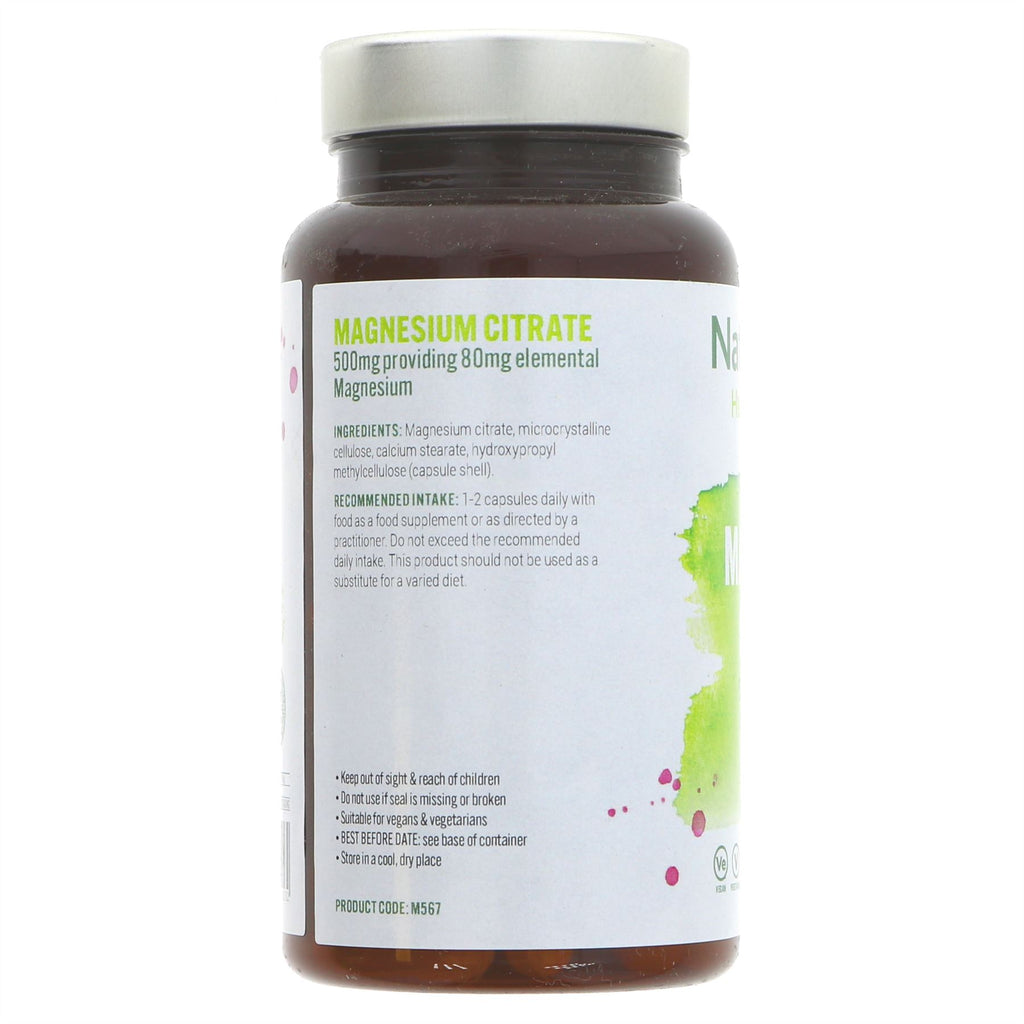 Natures Own Magnesium Capsules: Vegan, 80mg elemental magnesium & supports overall health. Part of Superfood Market's Mineral range.