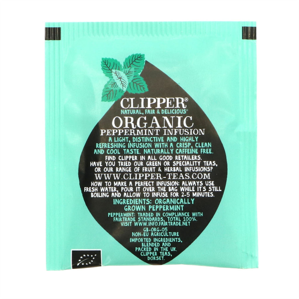 Clipper Peppermint Tea: Organic, vegan, Fairtrade, and naturally caffeine-free. Treat yourself today!
