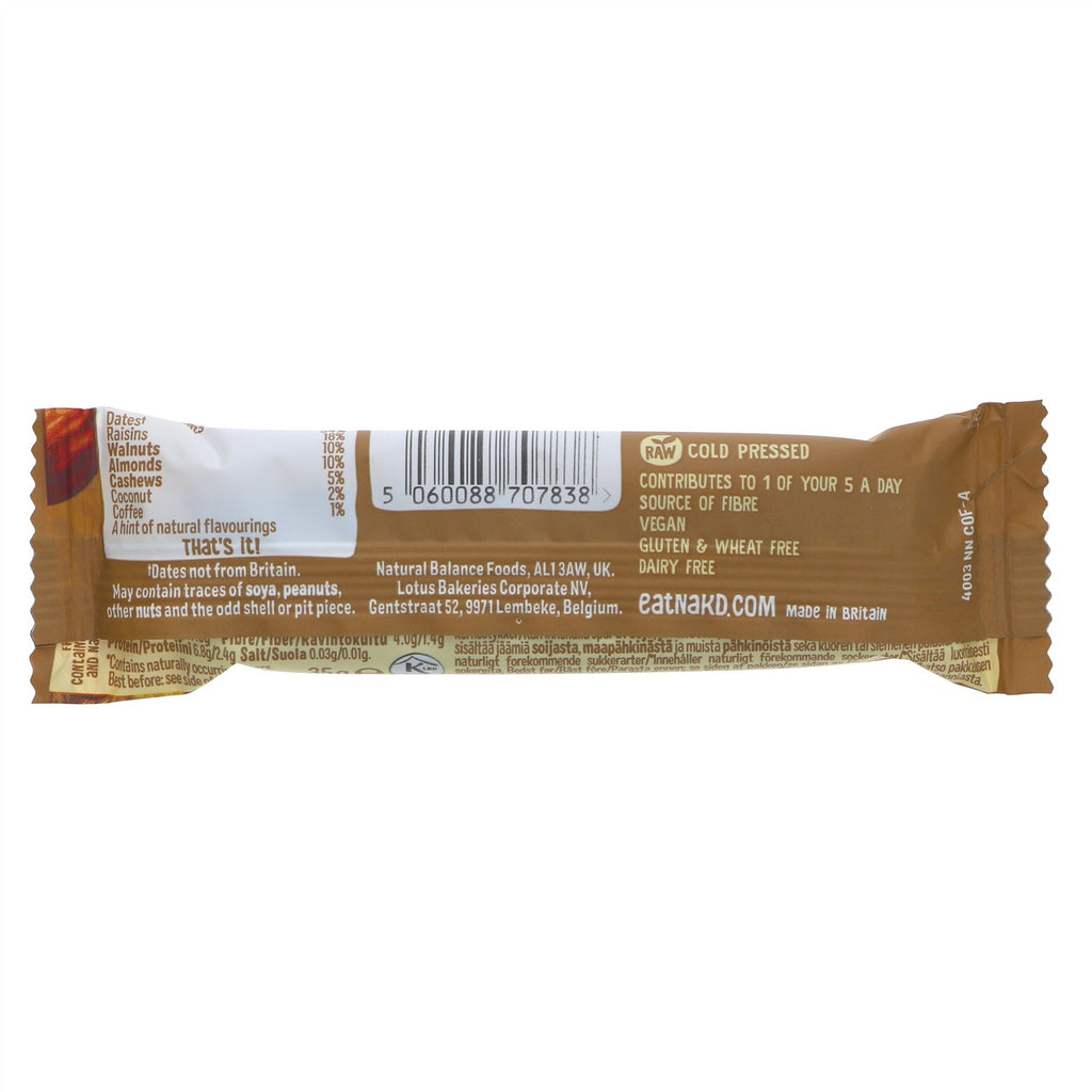 Nakd | Coffee & Walnut | 35G | Gluten-free & vegan - Indulge in rich, nutty flavor anytime. Perfect alone or with a drink. Part of Nudie Bars collection.
