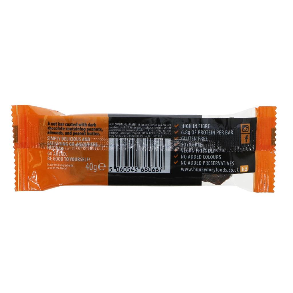 B'Good Peanut Butter & Dark Chocolate Bar: 50%+ nuts, high in fiber, gluten-free, vegan-friendly, with no added sugar or preservatives.