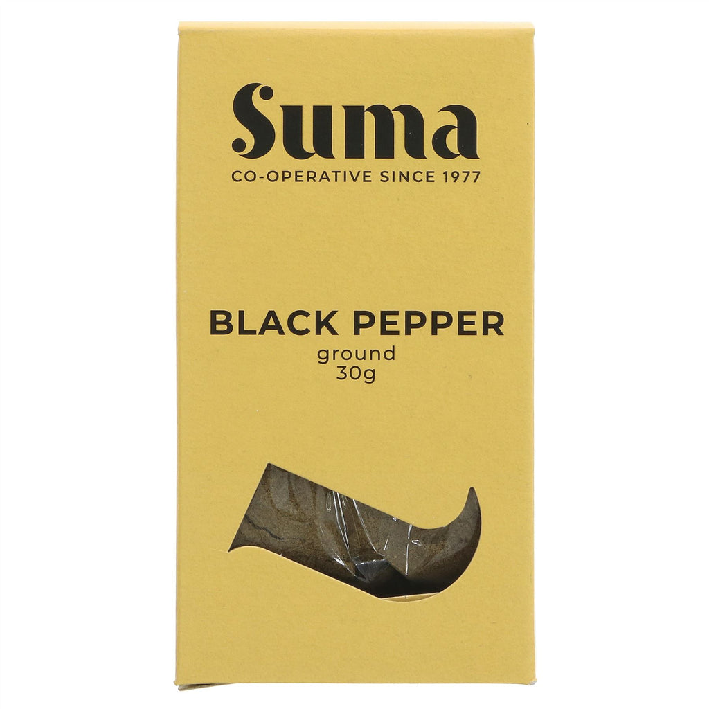 Suma's Vegan Friendly Black Pepper - Elevate Your Cooking Game Today! 30g, Ground & VAT Free.
