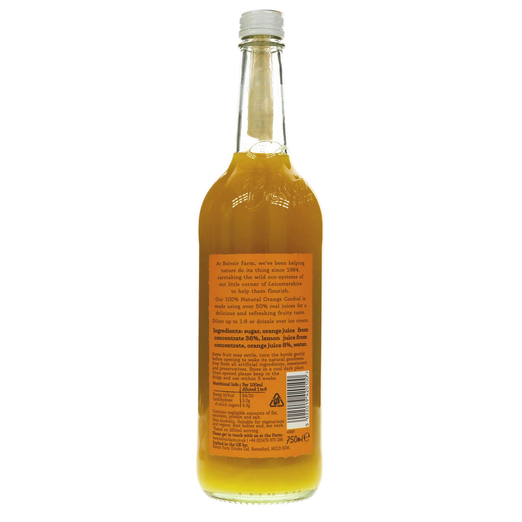 Belvoir Orange Cordial - 100% natural, gluten-free, vegan, and bursting with real pressed orange juices. No artificial sweeteners or preservatives.