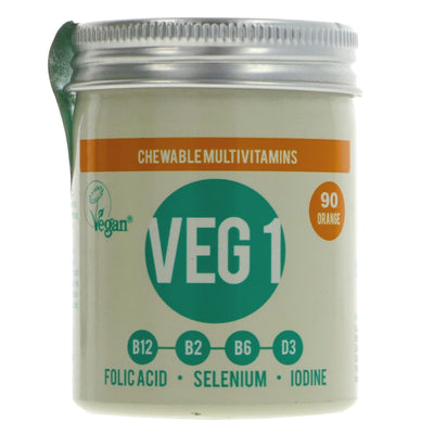 Vegan Society | VEG 1 - Orange Flavour - Multivitamin Chewy Tablets | 90 tablets