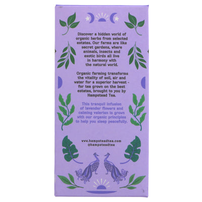 Hampstead Tea's Lavender Valerian: Biodynamic, organic and vegan. Calm your spirit with this perfect tea for meditation. 20 bags.