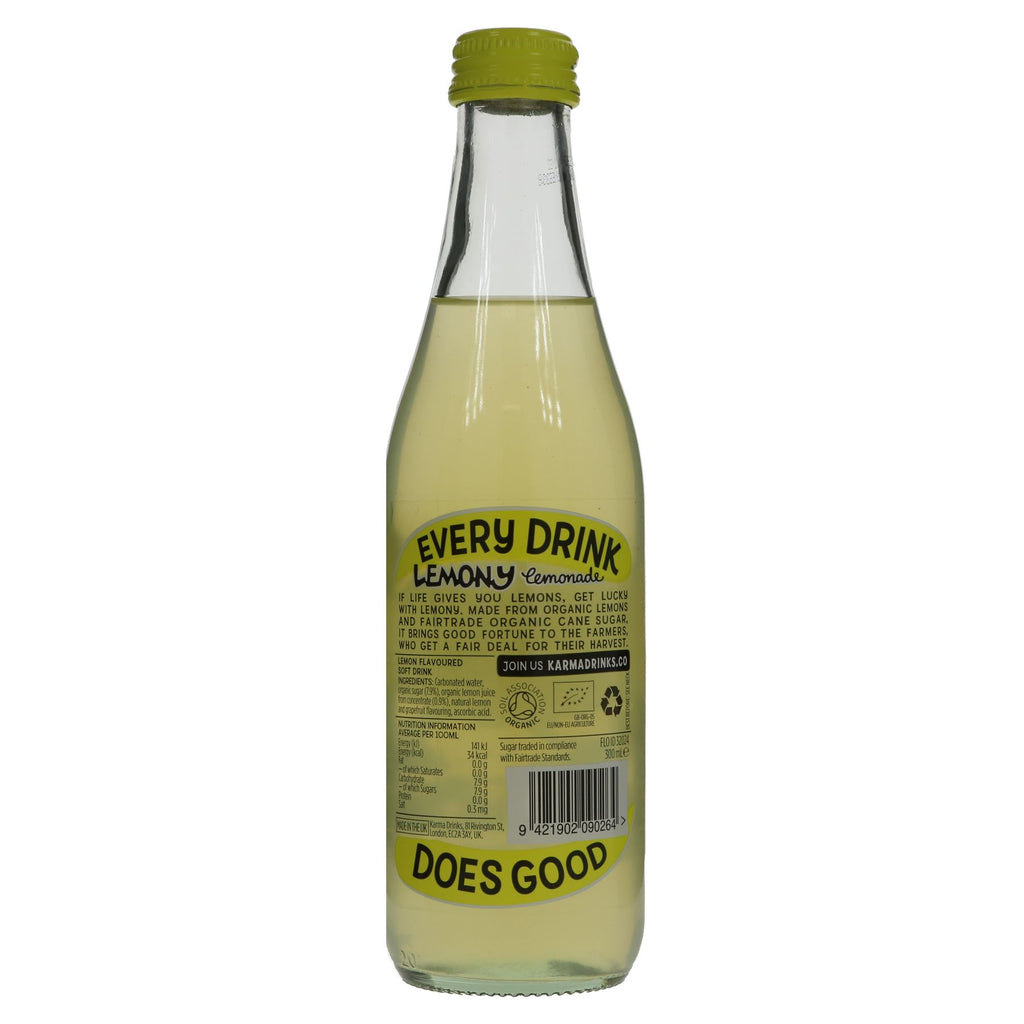 Organic, Fairtrade, vegan Lemony Lemon drink - no added sugar, perfect for any occasion! 300ml bottle.