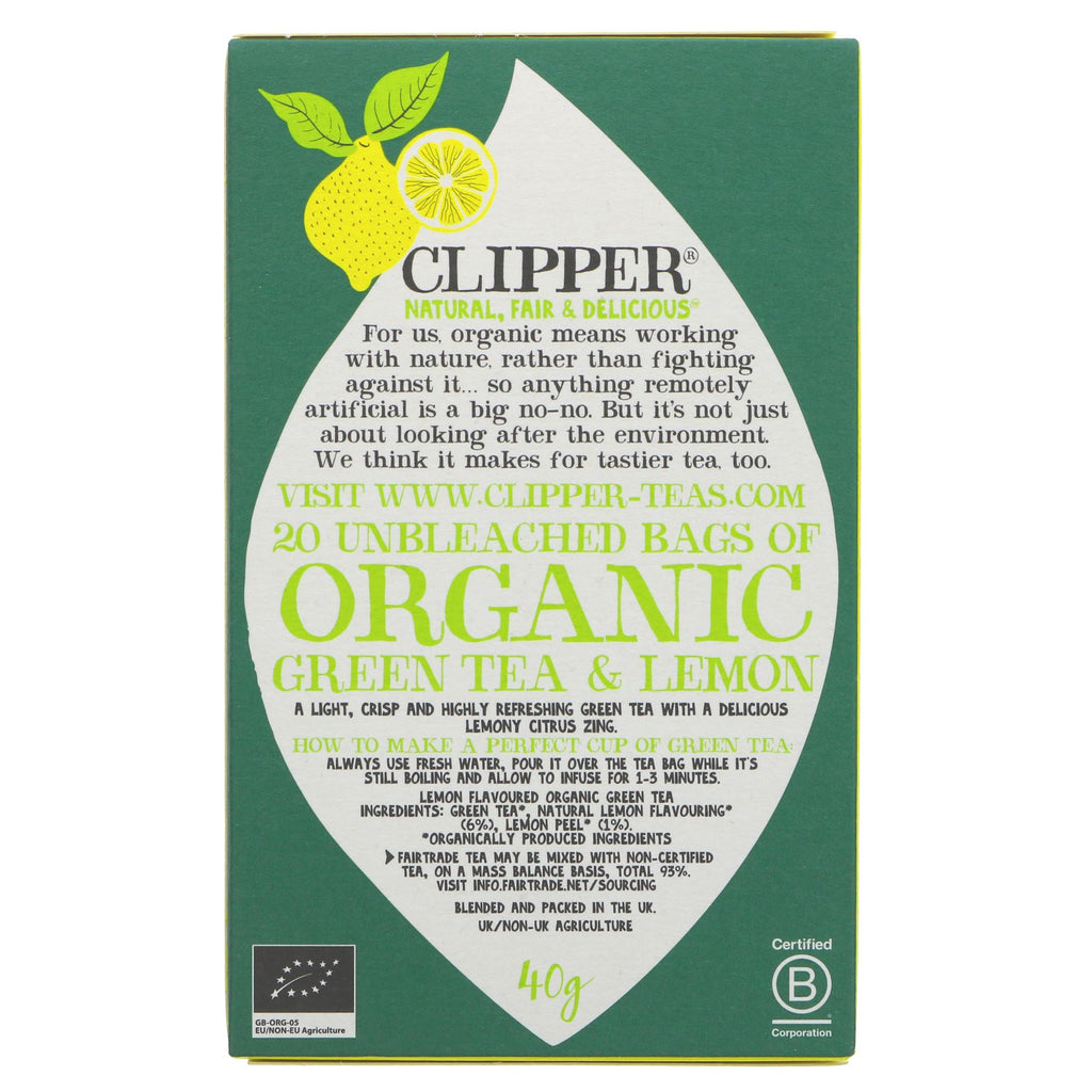 Clipper Green Tea with Lemon | Organic, Fairtrade & Vegan | 20 Bags