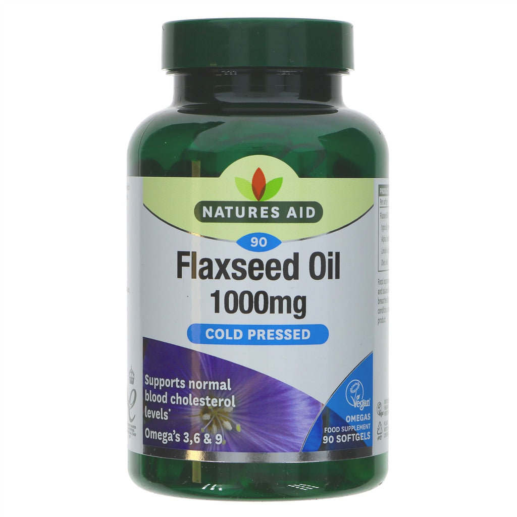 Natures Aid | Flaxseed Oil 1000mg - Cold Pressed | 90