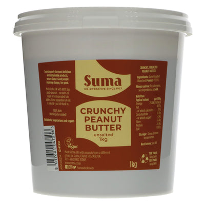 Suma's Crunchy Peanut Butter - Vegan, Palm oil & sugar-free, top-quality peanuts, perfect for toast & recipes.
