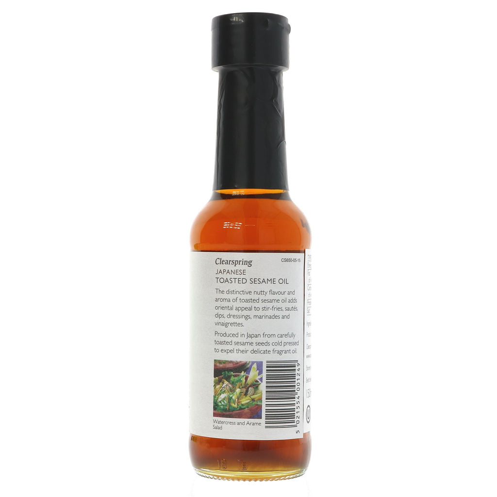 Clearspring Toasted Sesame Oil - Vegan, Nutty Flavor for Stir-Fries and Dressings. Pair with Clearspring Organic Shoyu Soya Sauce for Authentic Oriental Taste.