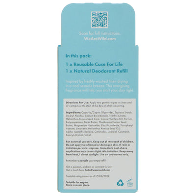 Wild Deodorant Aqua Case - Fresh Cotton Deodorant | 40g | Vegan | Reusable Case | Stay fresh and confident all day!