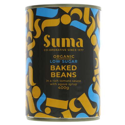 Suma's Low Sugar Organic Agave Sweetened Baked Beans - delicious guilt-free meal! Vegan & organic. No VAT.