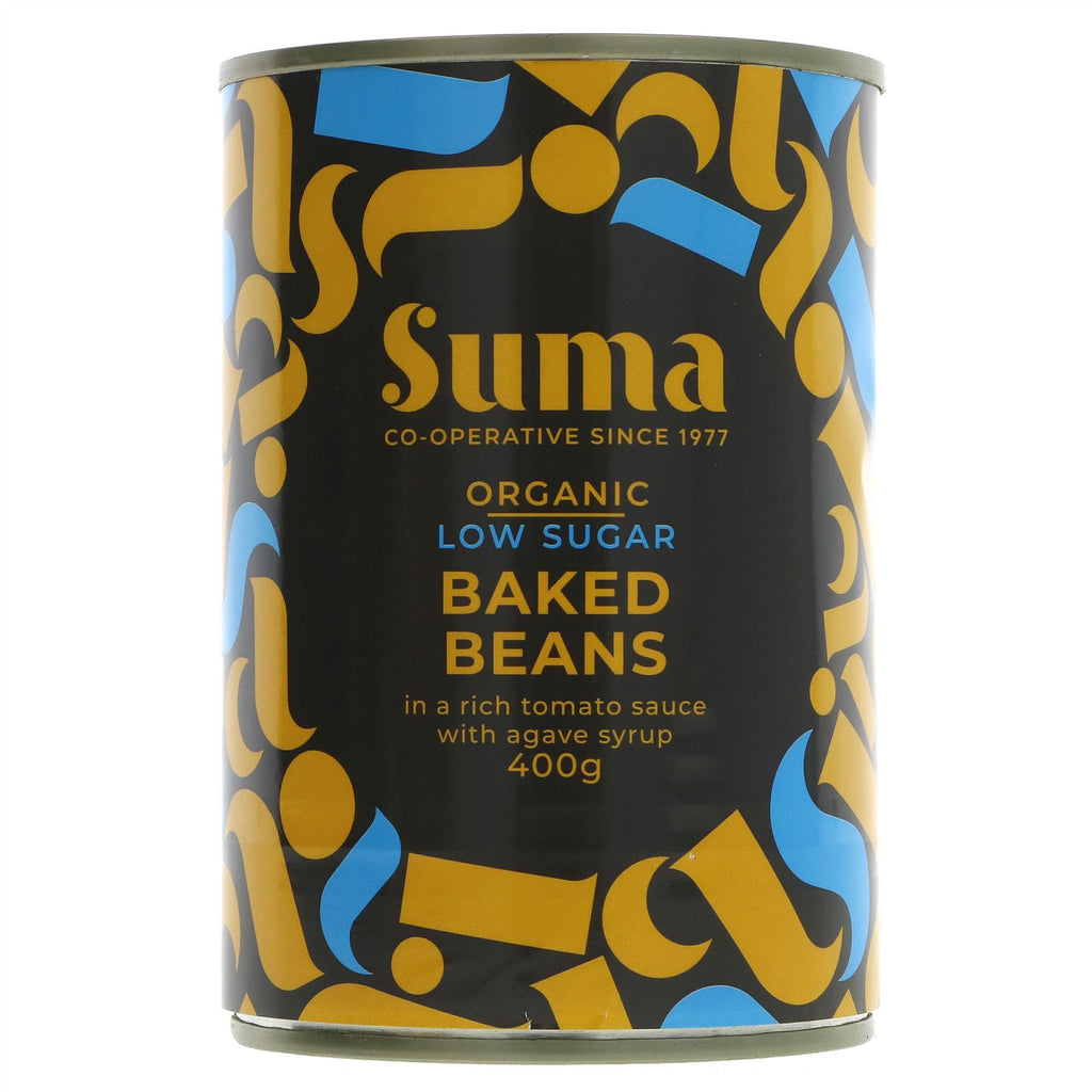 Suma's Low Sugar Organic Agave Sweetened Baked Beans - delicious guilt-free meal! Vegan & organic. No VAT.