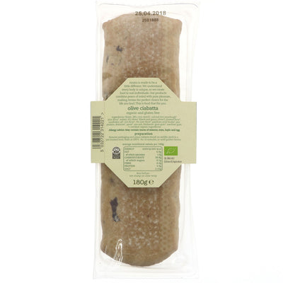 Gluten free organic vegan olive ciabatta – perfect sandwich bread or side dish. No VAT charged.