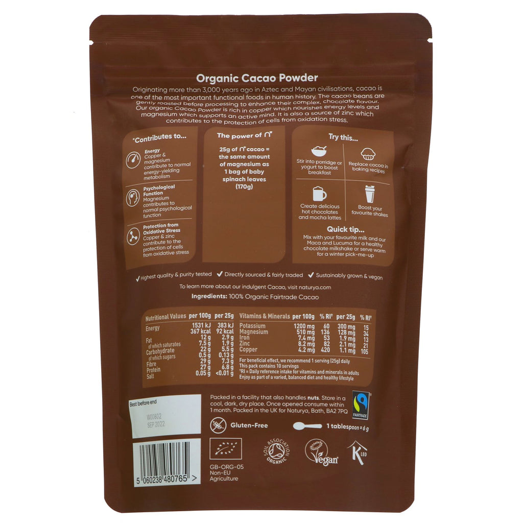 Organic Fairtrade Cacao Powder | Gluten-Free, Vegan | Use in All Your Recipes for a Healthy Heart, Muscles, and Bones