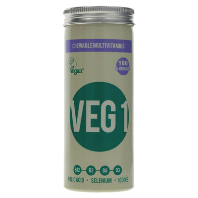 Vegan Society | VEG 1 - Blackcurrant Flavour - Multivitamin Chewy Tablets | 180 tablets