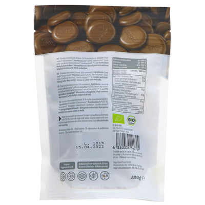 Vegan, Organic Hazelnut Chocolate Melts - Fairtrade, No Added Sugar, Soy & Gluten-Free. Perfect for snacking or baking.