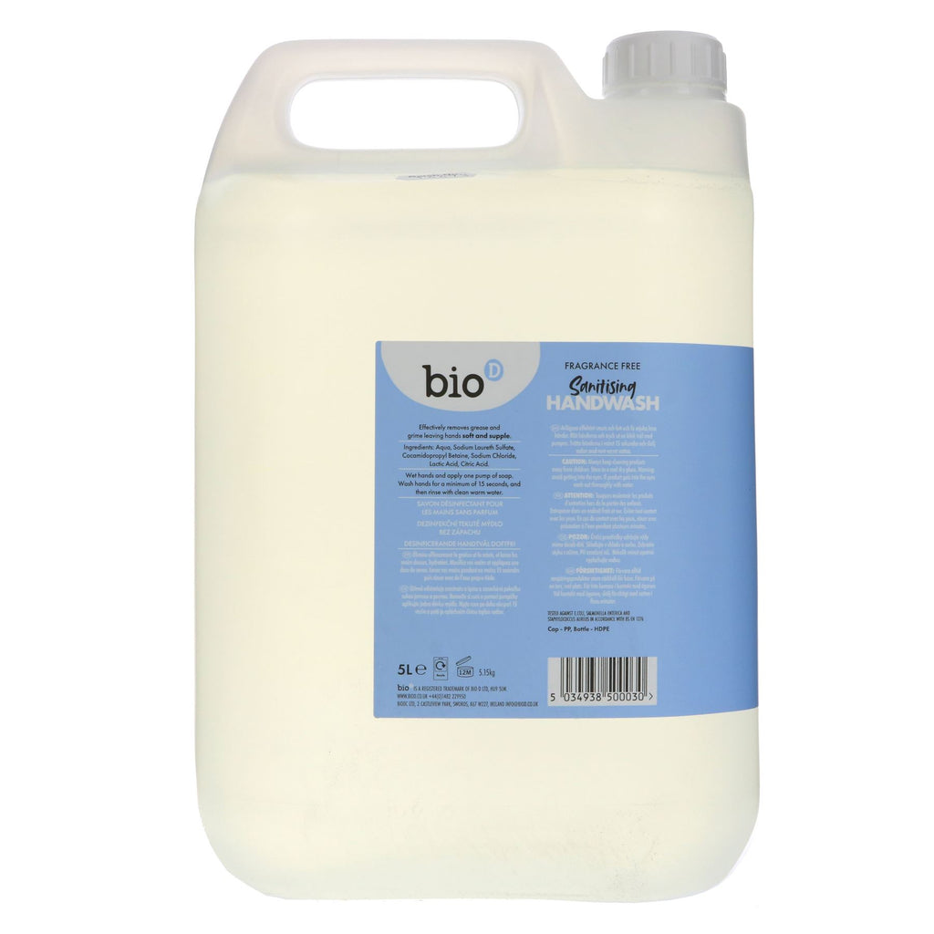 Bio D | Unscented Handwash | 5L - Vegan, Antibacterial, Fragrance-Free