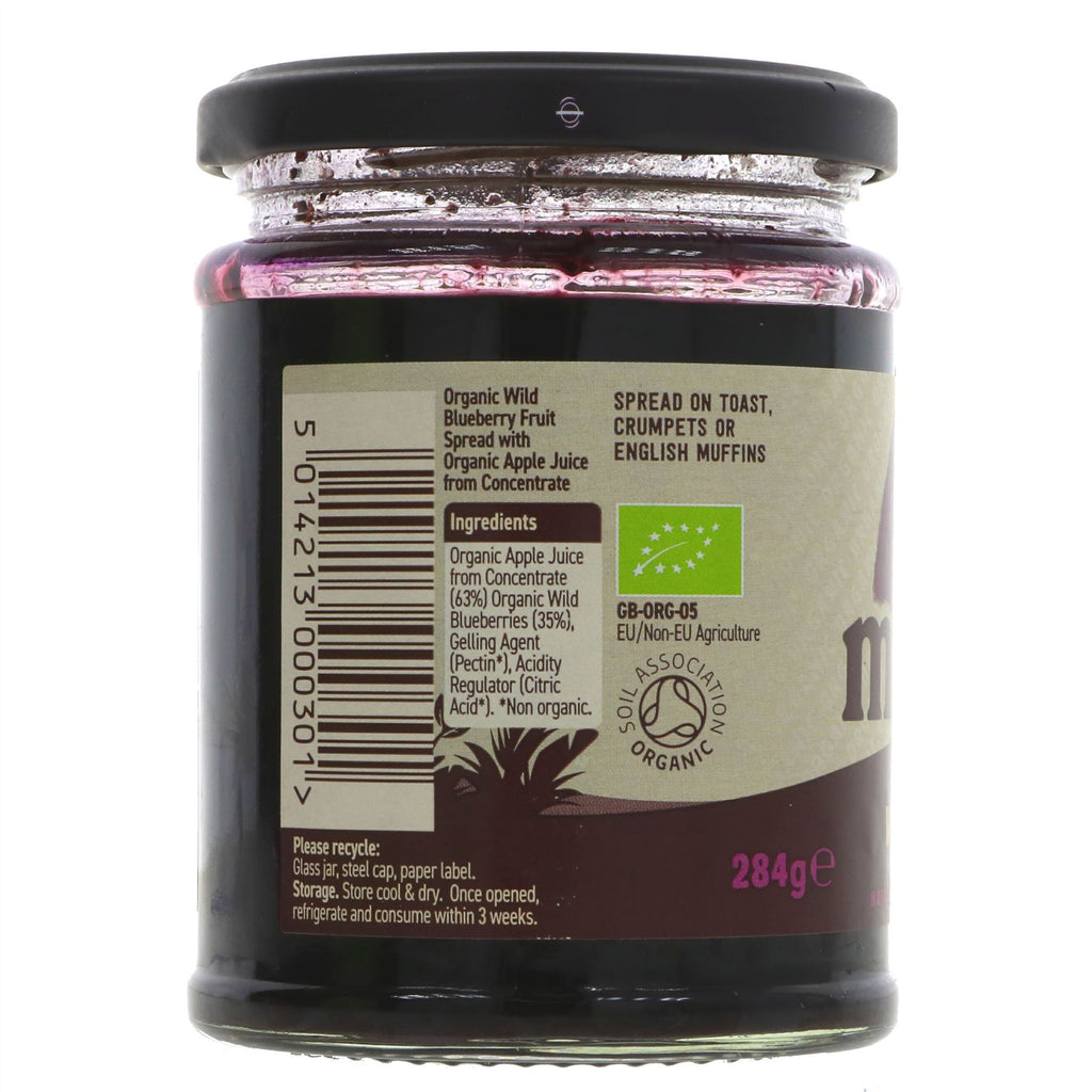 Meridian Organic Wild Blueberry Spread - Vegan and Organic, perfect for toast, pancakes, or yogurt. No VAT charged.