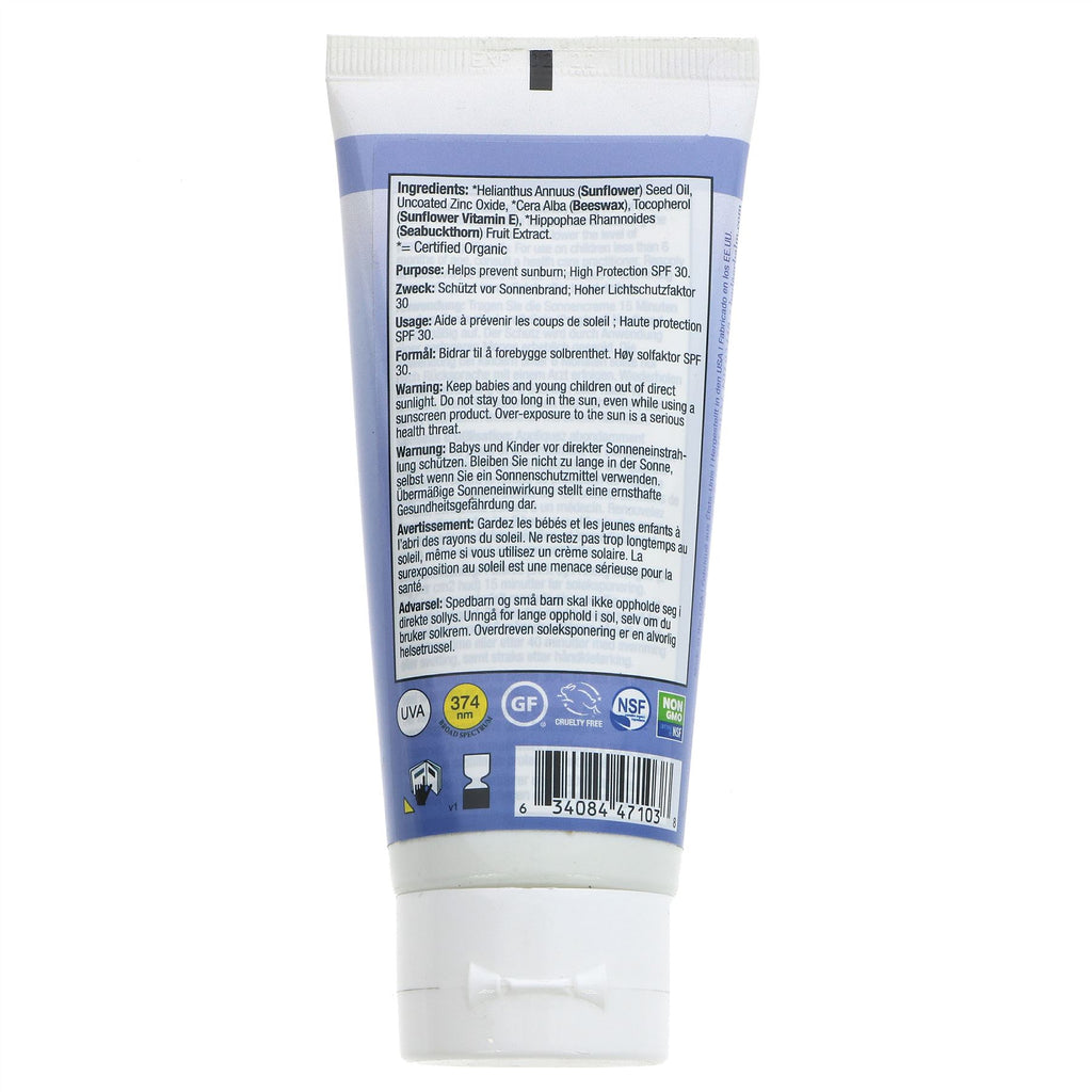 Badger Balm's Clear Zinc SPF30: 100% natural, certified organic, unscented, eco-friendly sun protection for beach, swim, hike, & bike.