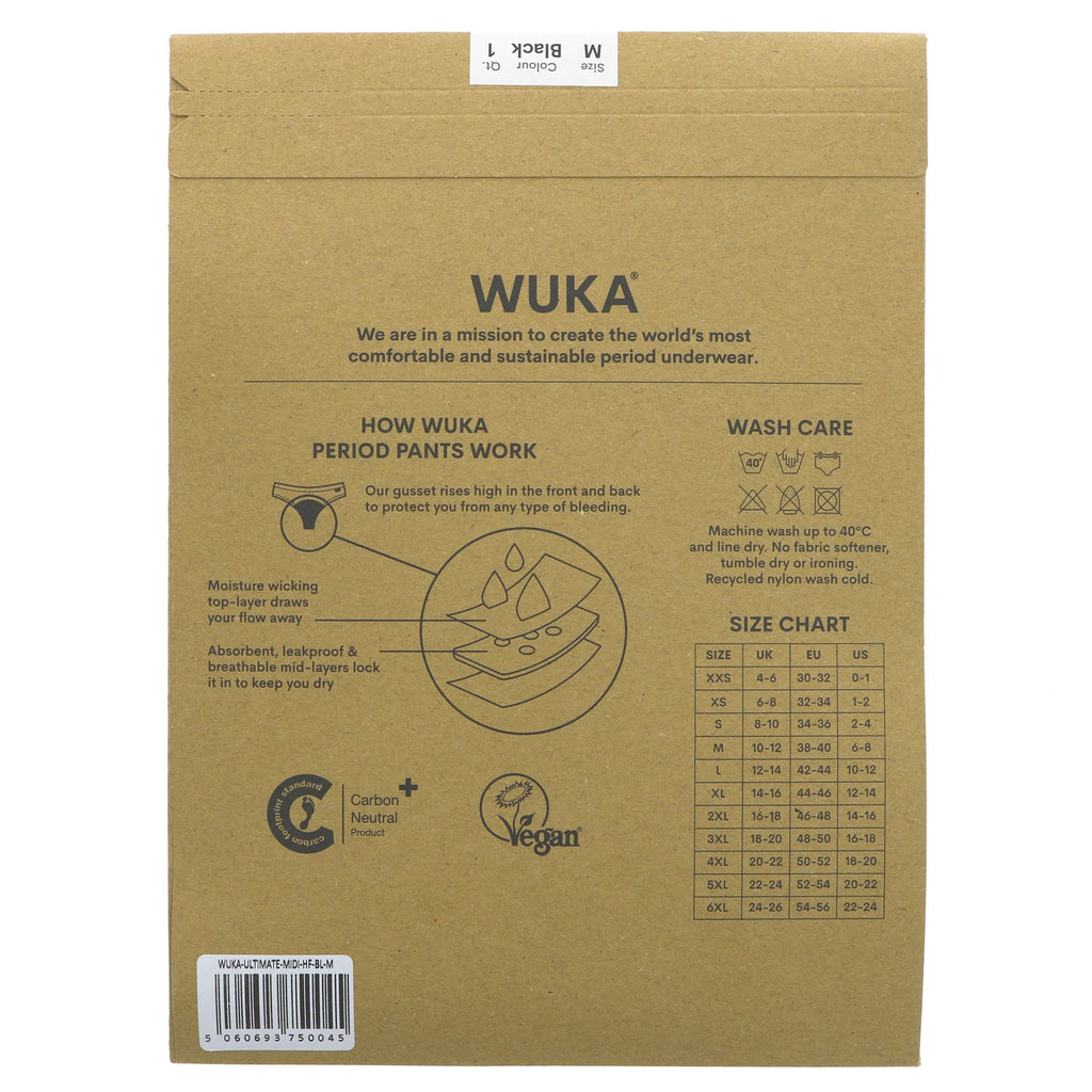 WUKA Ultimate Heavy Flow M: Eco-friendly period pant for heavy flow. Holds 20ml of blood, wear for 8hrs+ confidently. Vegan & reusable..