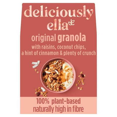 Indulge in the goodness of Deliciously Ella's Original Granola. Made with love, this gluten-free & vegan treat is perfect for a guilt-free breakfast or snack. Pair it with your favorite yogurt or sprinkle it on top of smoothie bowls for a delightful crunch.
