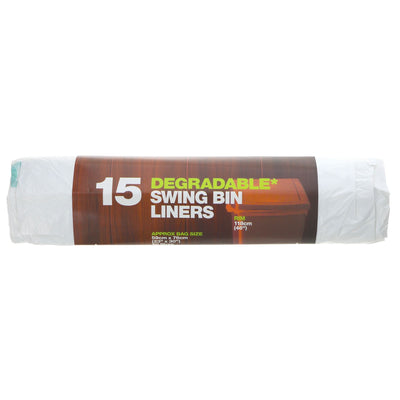 D2w | Swing Bin Liners 50L White - 100% Degradable, 59x76cm | 15 bag
