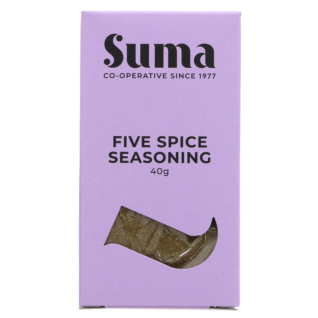 Experience authentic Chinese cuisine with Suma's vegan Five Spice Seasoning. Elevate your cooking game with this unique blend of herbs and spices.
