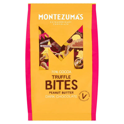 Vegan Montezuma's Peanut Butter Truffle Bites: Nutty dark chocolate balls with a creamy peanut butter center. Indulge guilt-free!