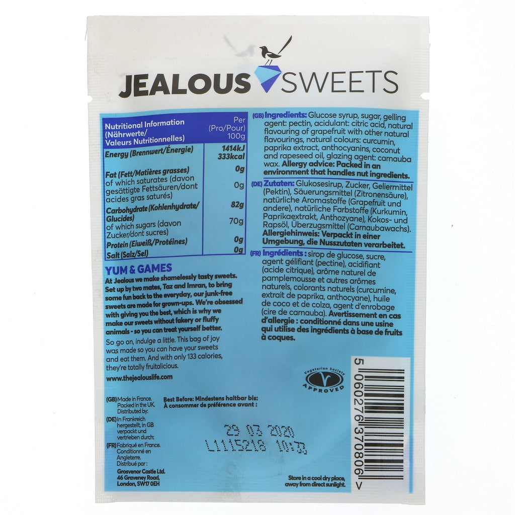 Indulge in Jealous Sweets' Tropical Wonder - Mango, Pineapple & Raspberry. Gluten Free, No Added Sugar, Vegan, & made with natural ingredients.