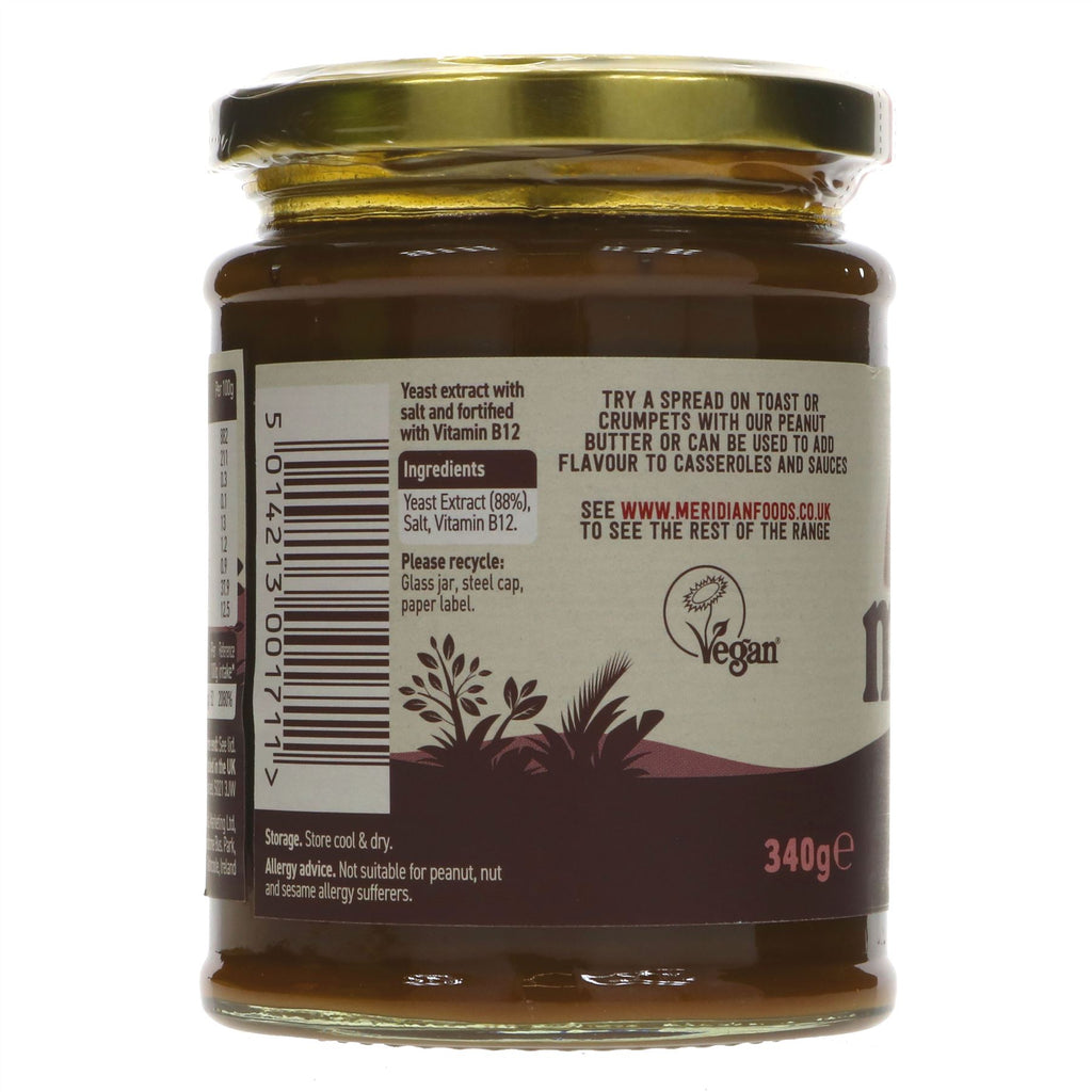 Meridian Yeast Extract + B12 & Salt - Vegan Savoury Spread (340g) for flavourful soups, stews & gravies. High in protein & B vitamins.