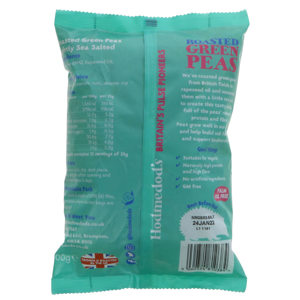 Hodmedod's Roasted Peas - Vegan, Lightly Salted & Deliciously Crunchy. Made with British-grown green peas.