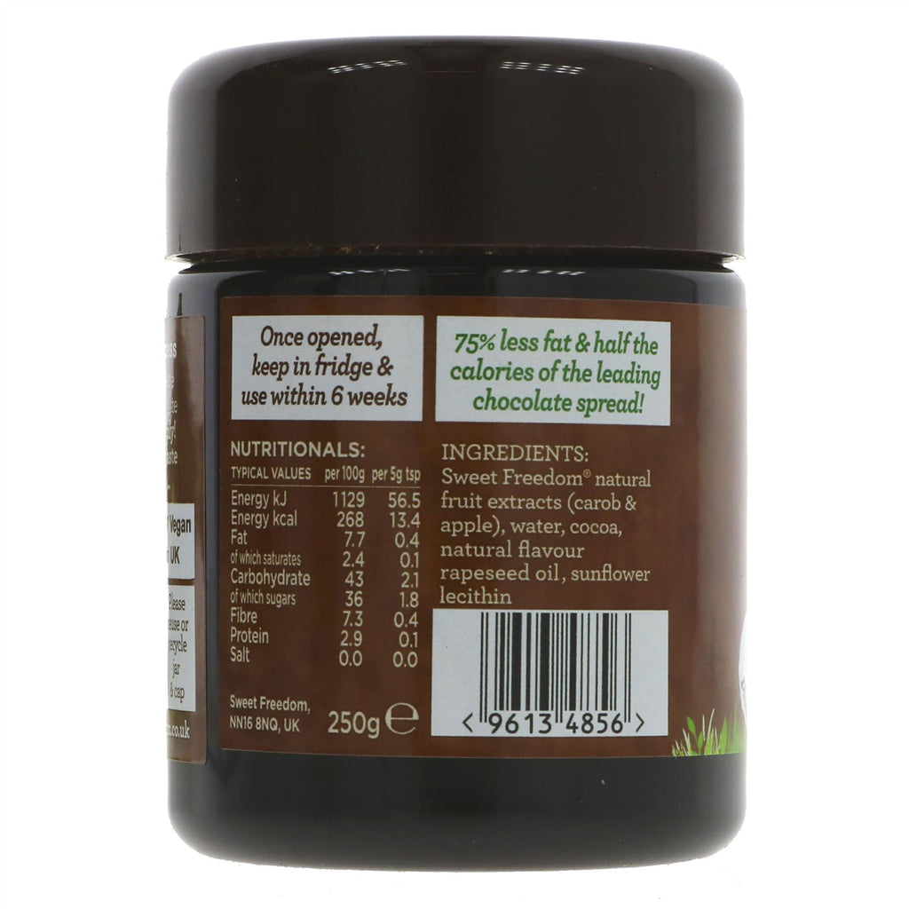 Sweet Freedom's Choc Pot: Vegan, guilt-free chocolate heaven. 14 cals/tsp, half the fat/calories of leading spreads. Dairy, gluten, nut & GMO free.