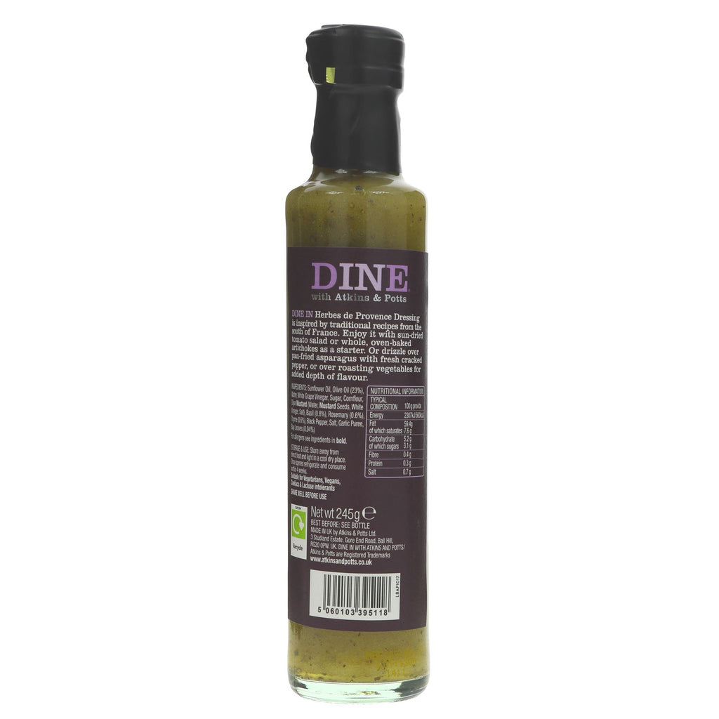 Herbes de Provence dressing by Dine With Atkins & Potts - vegan & no added sugar - perfect for salads & roasted veggies.