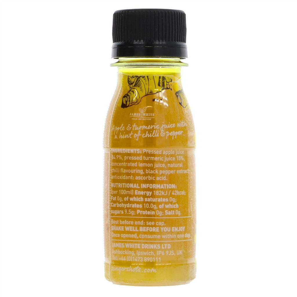 Vegan Turmeric Zinger Shot - Pressed Turmeric - Healthy Superfood Shot - Stain Warning
