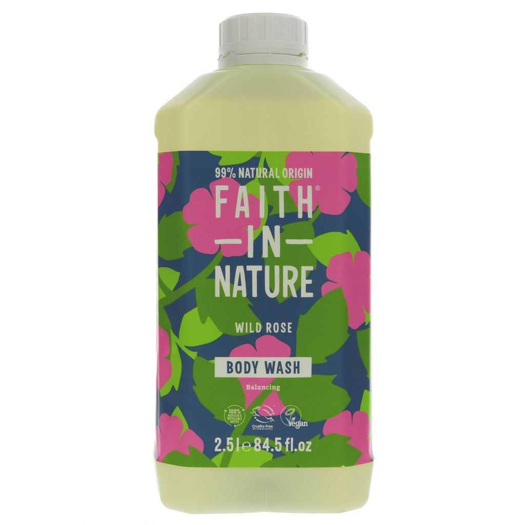 Faith In Nature | Body Wash-Wild Rose - Restoring | 2.5l