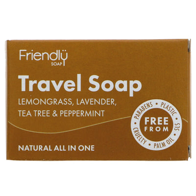 Friendly Soap | Natural Travel Soap - Lemongrass, Lavender, Peppermint, Tea Tree | 95g