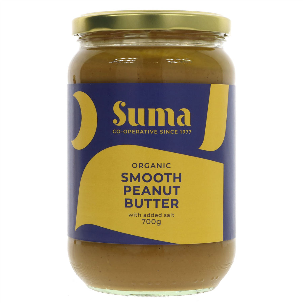 Suma Organic Peanut Butter: Smooth + Salt - Jumbo jar - 700g - Vegan & Gluten-free - No Palm Oil, Sugar or Hydrogenated Fats.