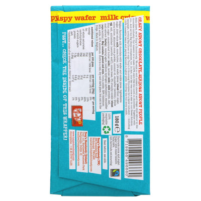 Tony's Chocolonely Milk Crispy Wafer: Fairtrade, no added sugar, 180g. Perfect for snacking or adding to recipes.