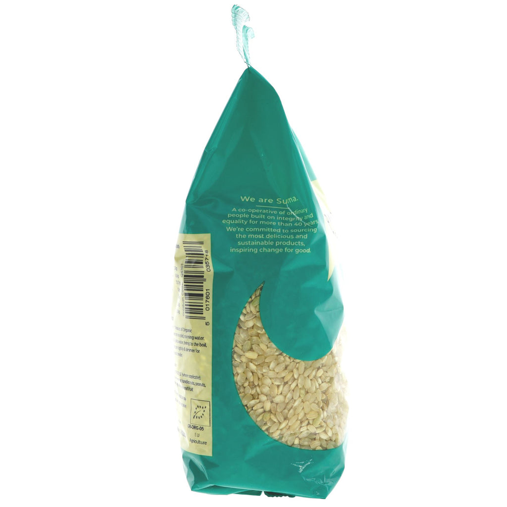 Organic vegan short grain brown rice, perfect for sushi, risotto, or as a side dish. Nut-free.