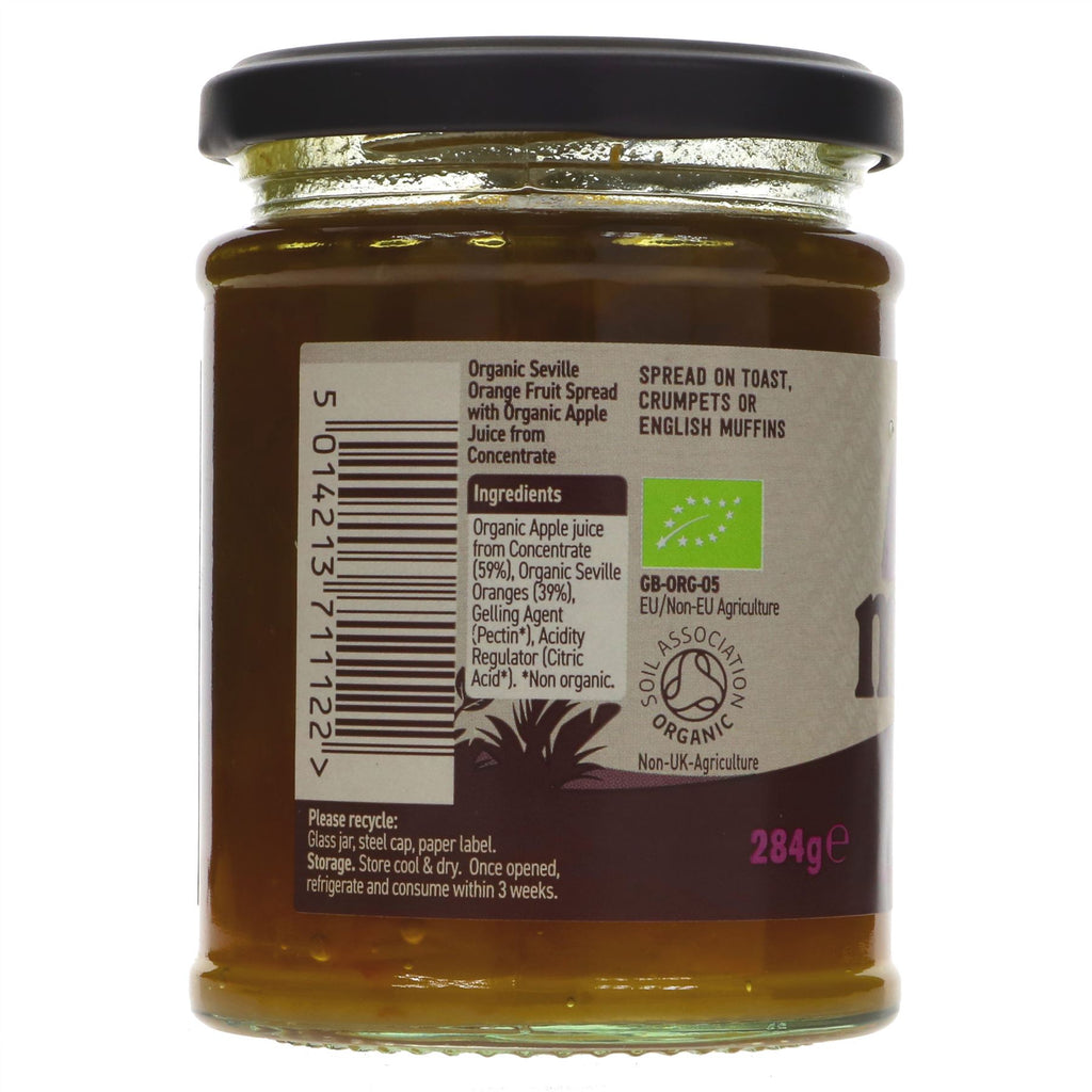 Organic, vegan Seville Orange Spread by Meridian - tangy and zesty with no added VAT. Perfect for toast or recipes.
