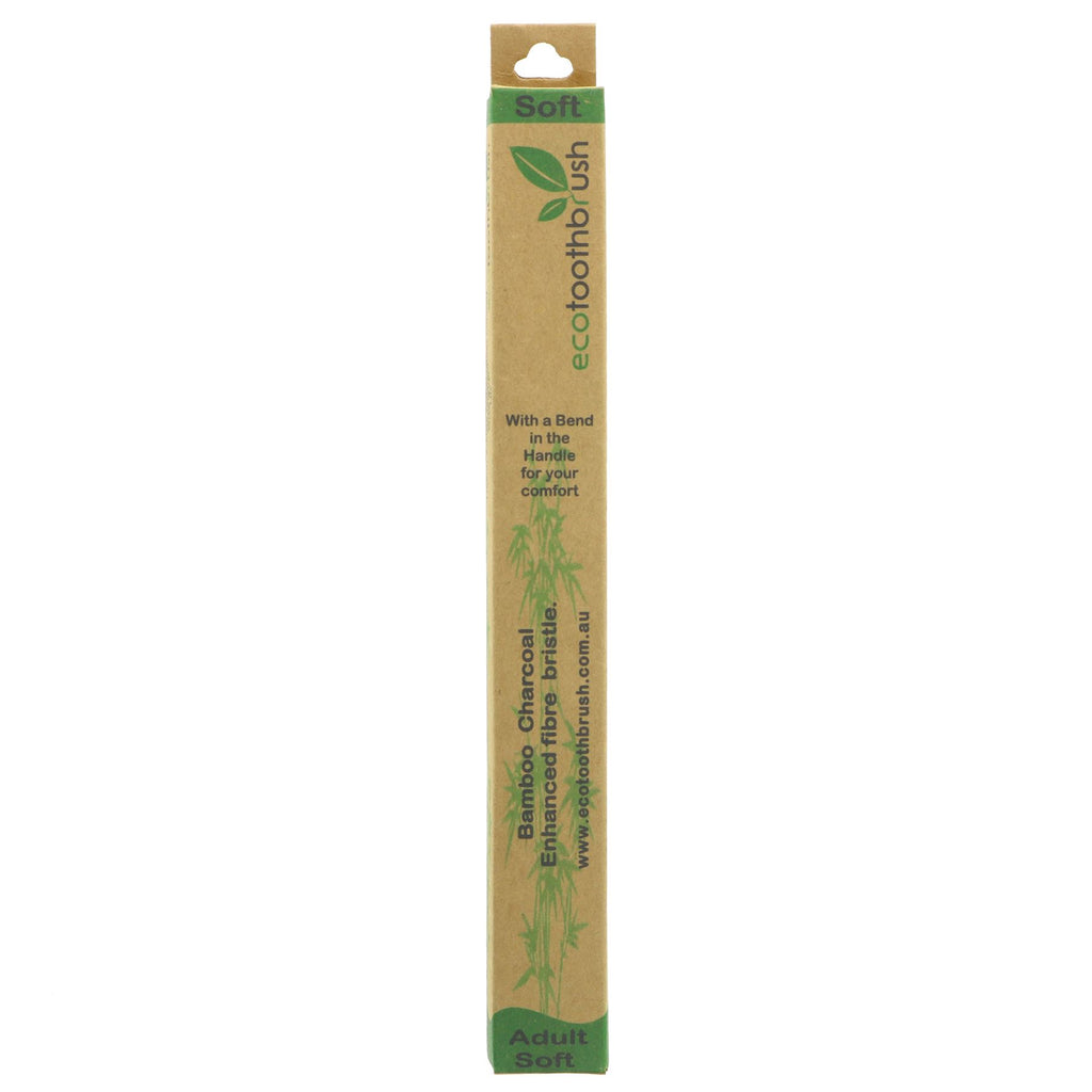 Vegan Adult Soft Bamboo Toothbrush w/ charcoal bristles & eco-friendly bamboo handle. Perfect for daily dental routine. #sustainable #eco #health #vegan #beauty
