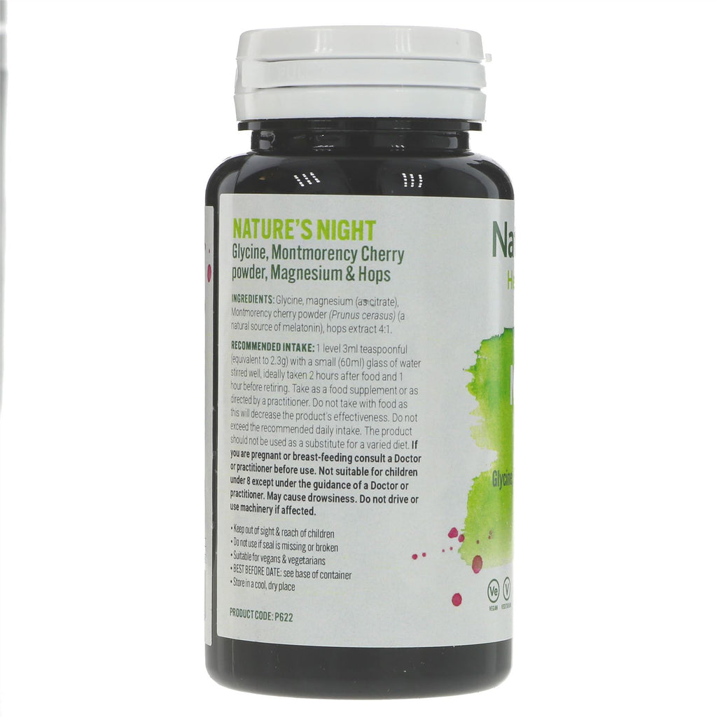 Get better sleep with Natures Night - Glycine, Montmorency, Magnesium supplement with melatonin. Gluten-free and vegan. Part of Nutritional Support range.