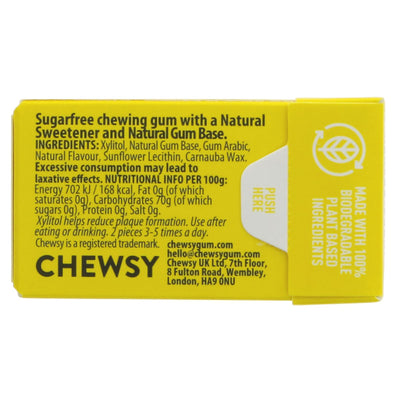Chewsy's Lemon Gum: Refreshing vegan gum made with real ingredients, free from plastic & artificial additives. Good for your teeth and the planet.
