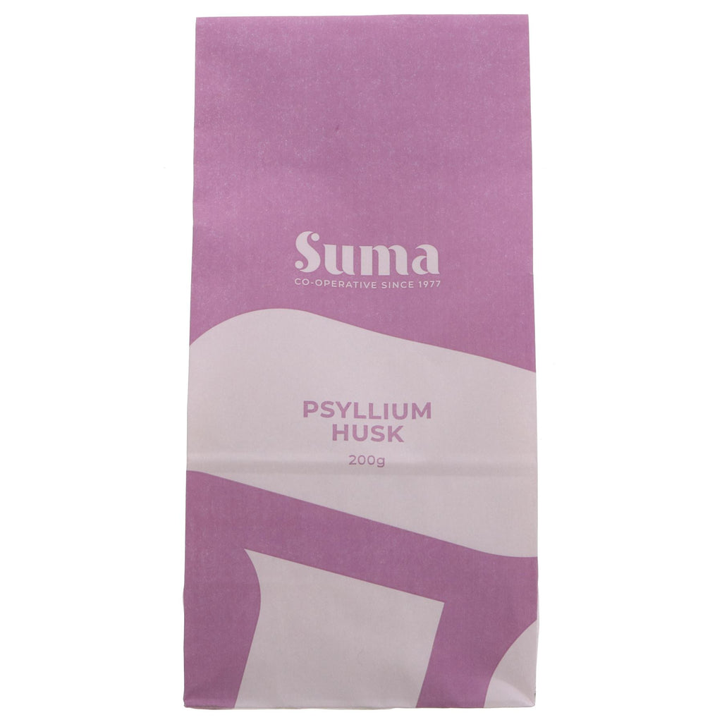 Suma Psyllium Husk - Vegan, 200g. Add to drinks or recipes for an easy digestion boost. VAT charged.