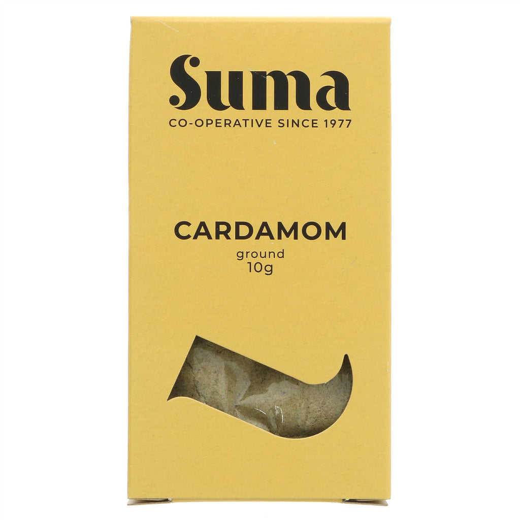 Suma's vegan ground cardamom - perfect for adding a touch of exotic flavor to your dishes.