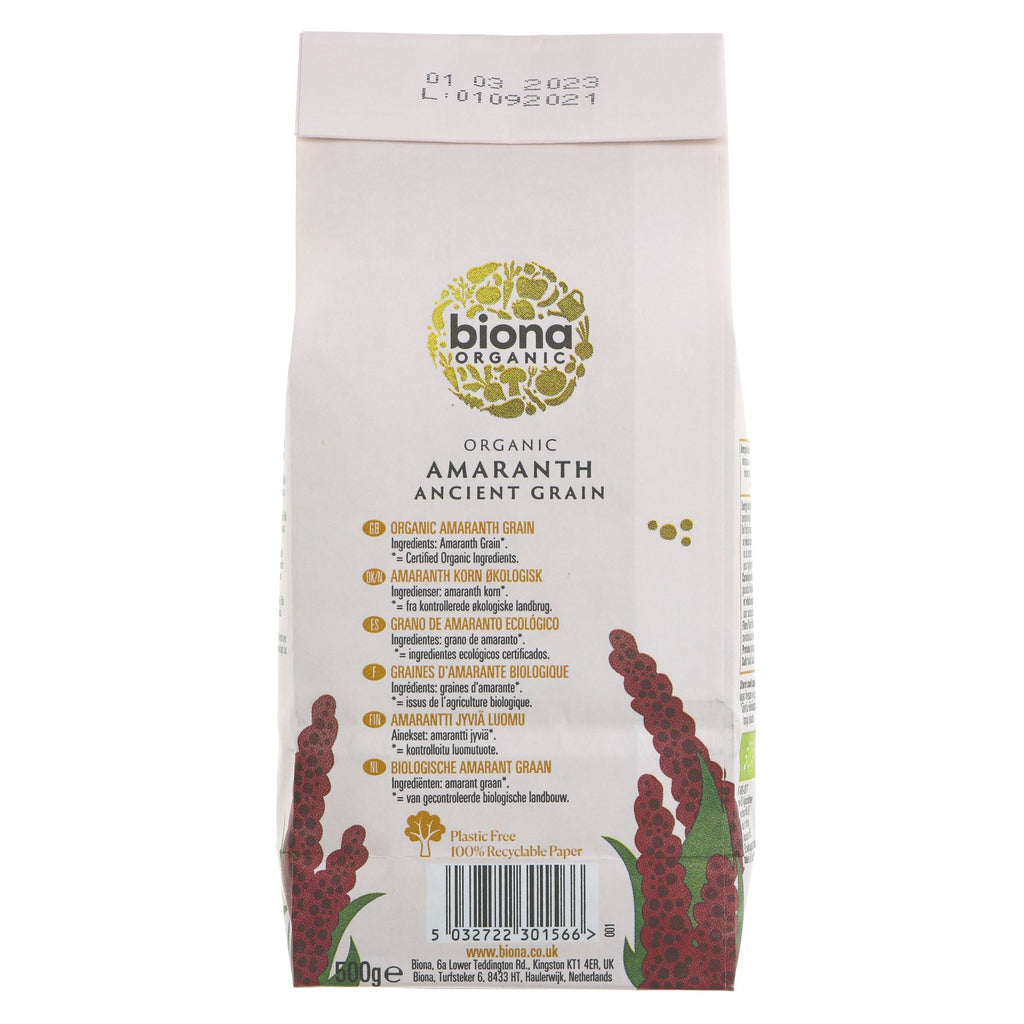 Organic vegan Biona Amaranth Seeds for versatile recipes. No VAT.