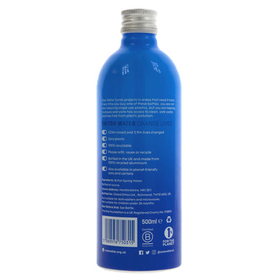 One Water | Vegan Natural Spring Water | 500ML | Ethically Sourced & Refillable Aluminium Bottle